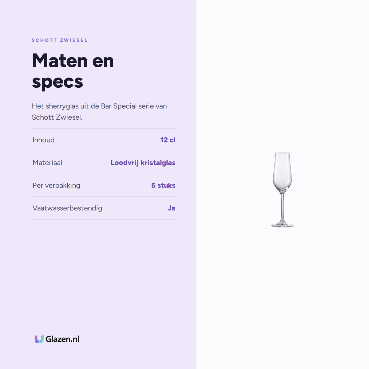 Maten en specs van Schott Zwiesel Bar Special Sherryglas 12 Cl