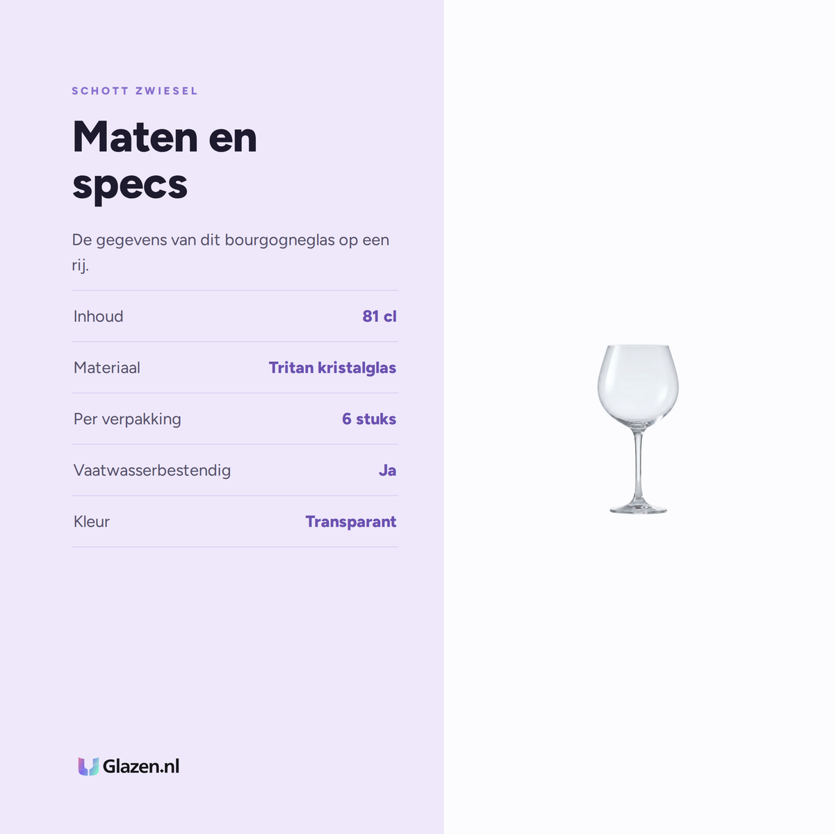 Maten en specs van de Schott Zwiesel Ever Classico Bourgogneglas 81 Cl - 6 Stuks