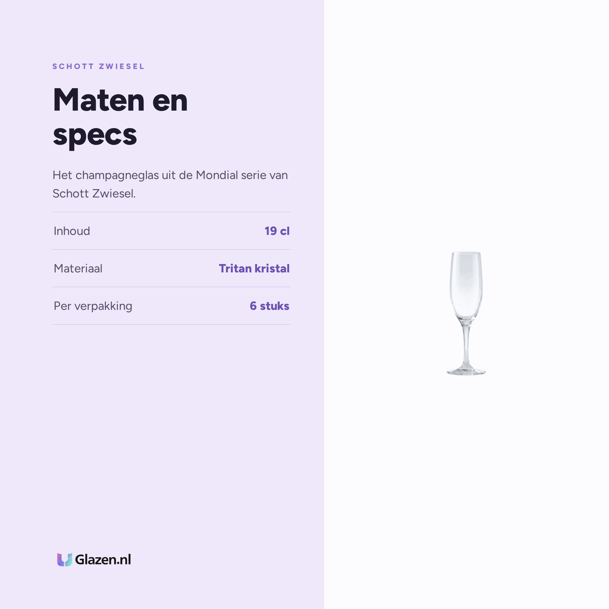 Maten en specs van Schott Zwiesel Mondial Champagneglas 19 Cl