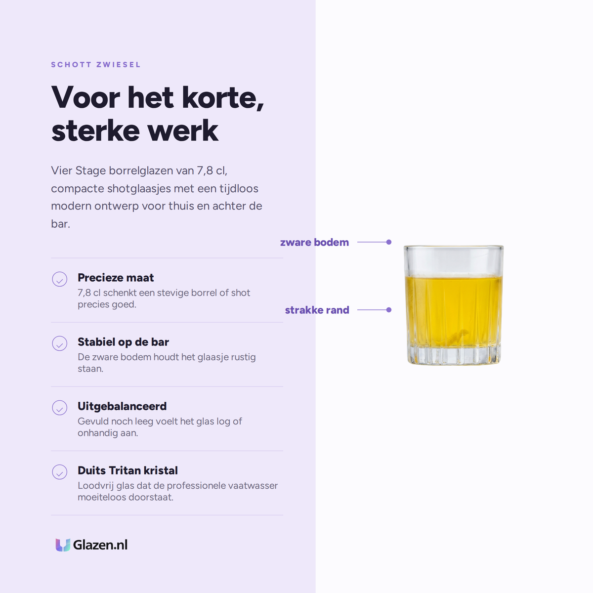 Eigenschappen van de Schott Zwiesel Stage Borrelglas 7,8 Cl - 4 Stuks
