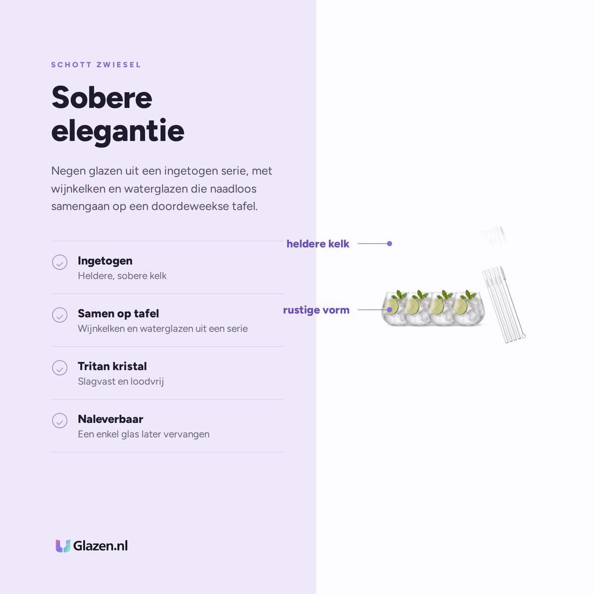 Eigenschappen van de Schott Zwiesel Vina after work drinks set van 9 stuks