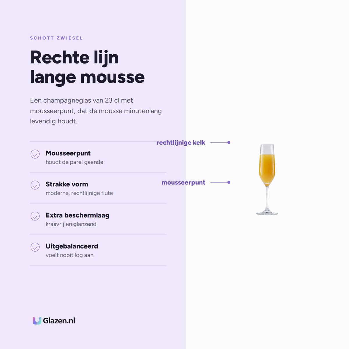Eigenschappen van Schott Zwiesel Vina Champagneglas 23 Cl met Mousseerpunt