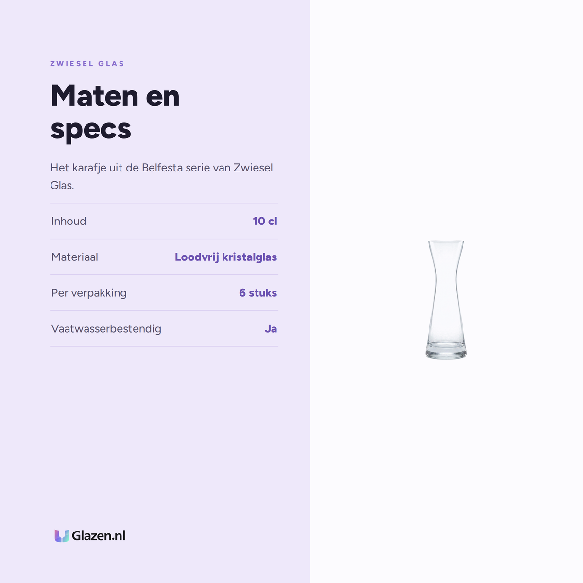 Maten en specs van Zwiesel Glas Belfesta Karaf 10 Cl
