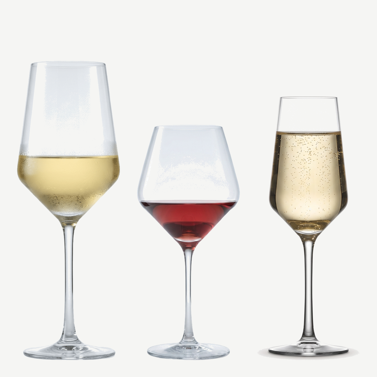 Zwiesel Glas Belfesta wijnset met wit, rood en champagne gevuld