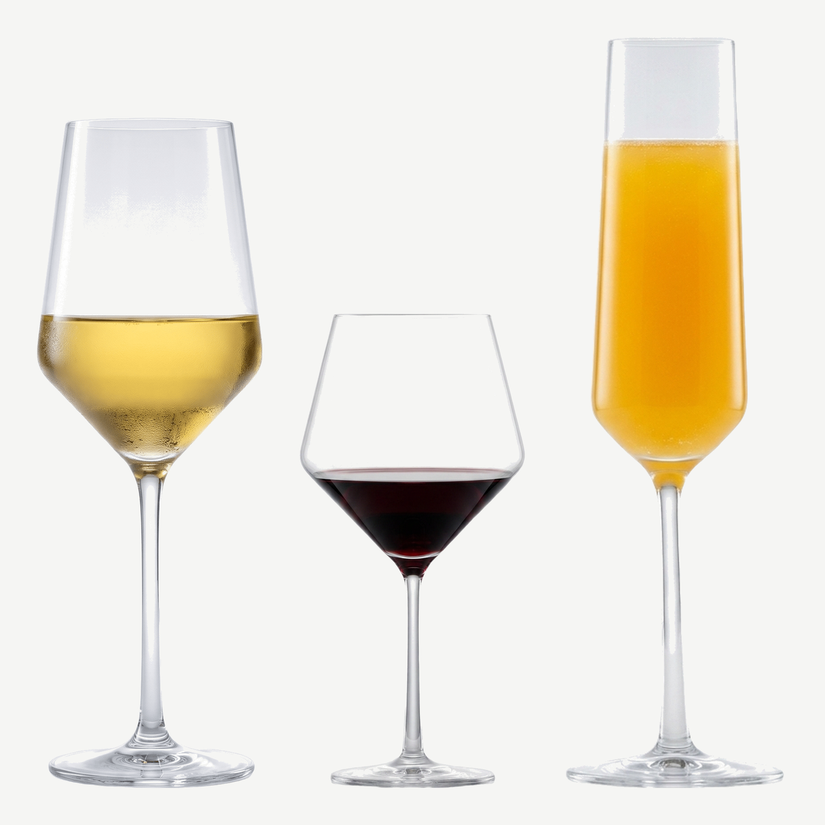 Zwiesel Glas Pure wijnset met wit, rood en champagne gevuld