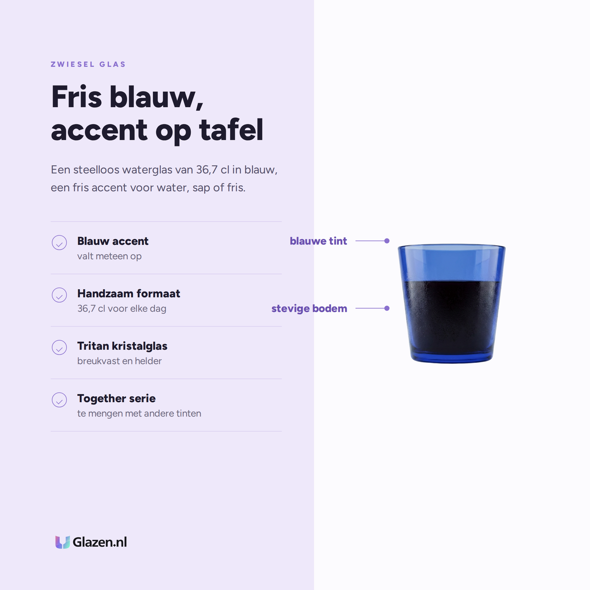 Eigenschappen van Zwiesel Glas Together Waterglas 36,7 Cl Blauw