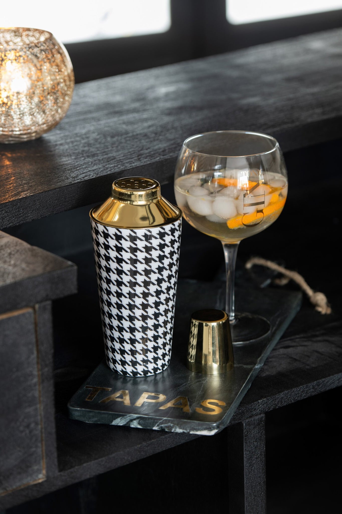 J-Line Gin-Tonic-Glas Transparent/Gold – 4 Stück