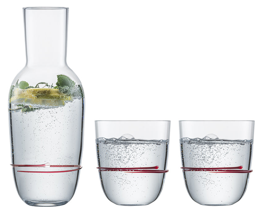 Zwiesel Glas Aura Set Karaffe mit 2 Tumblers Rot – 3 Stück