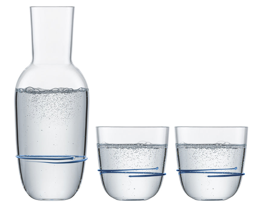 Zwiesel Glas Aura set decanter with 2 tumblers Blue - 3 pieces