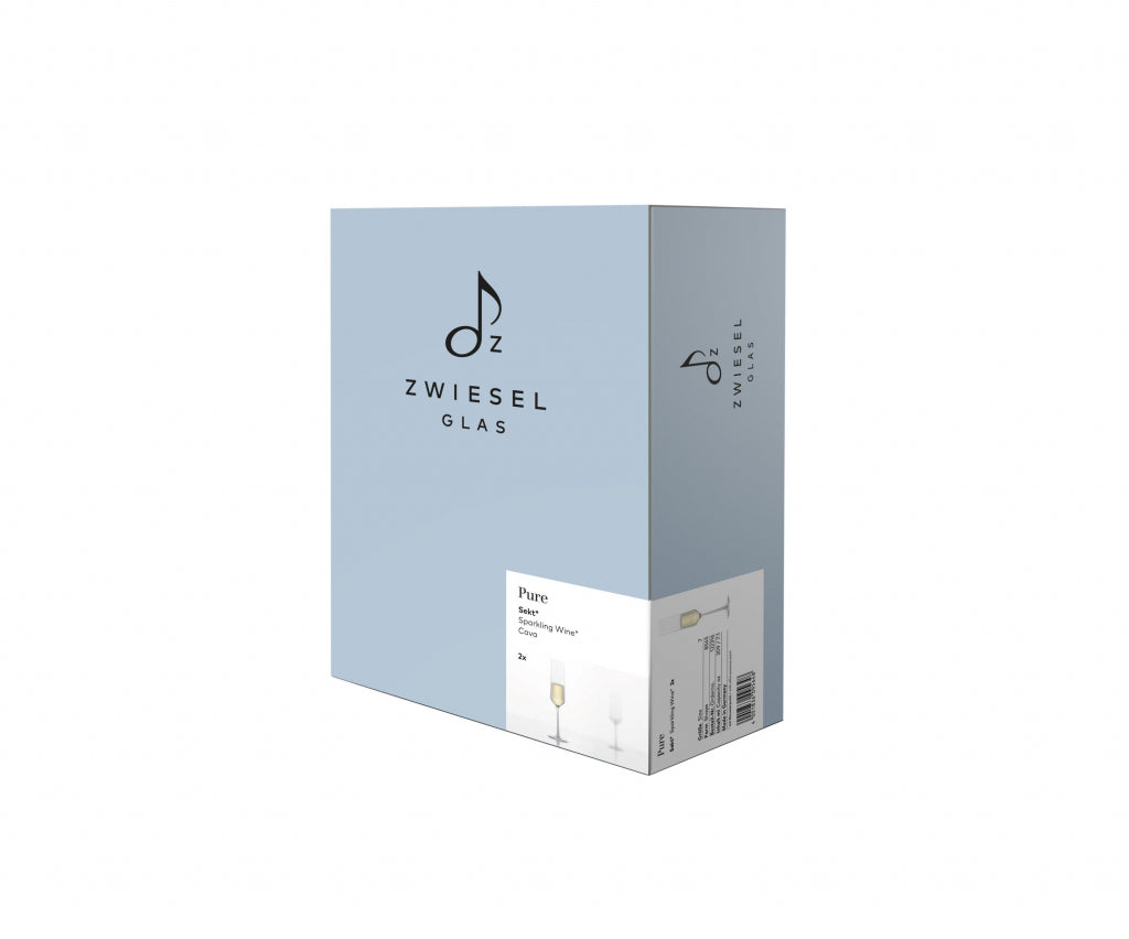 Zwiesel Glas Pure Champagnerglas 21,5 Cl mit Mousseurpunkt in Geschenkverpackung – 2 Stück