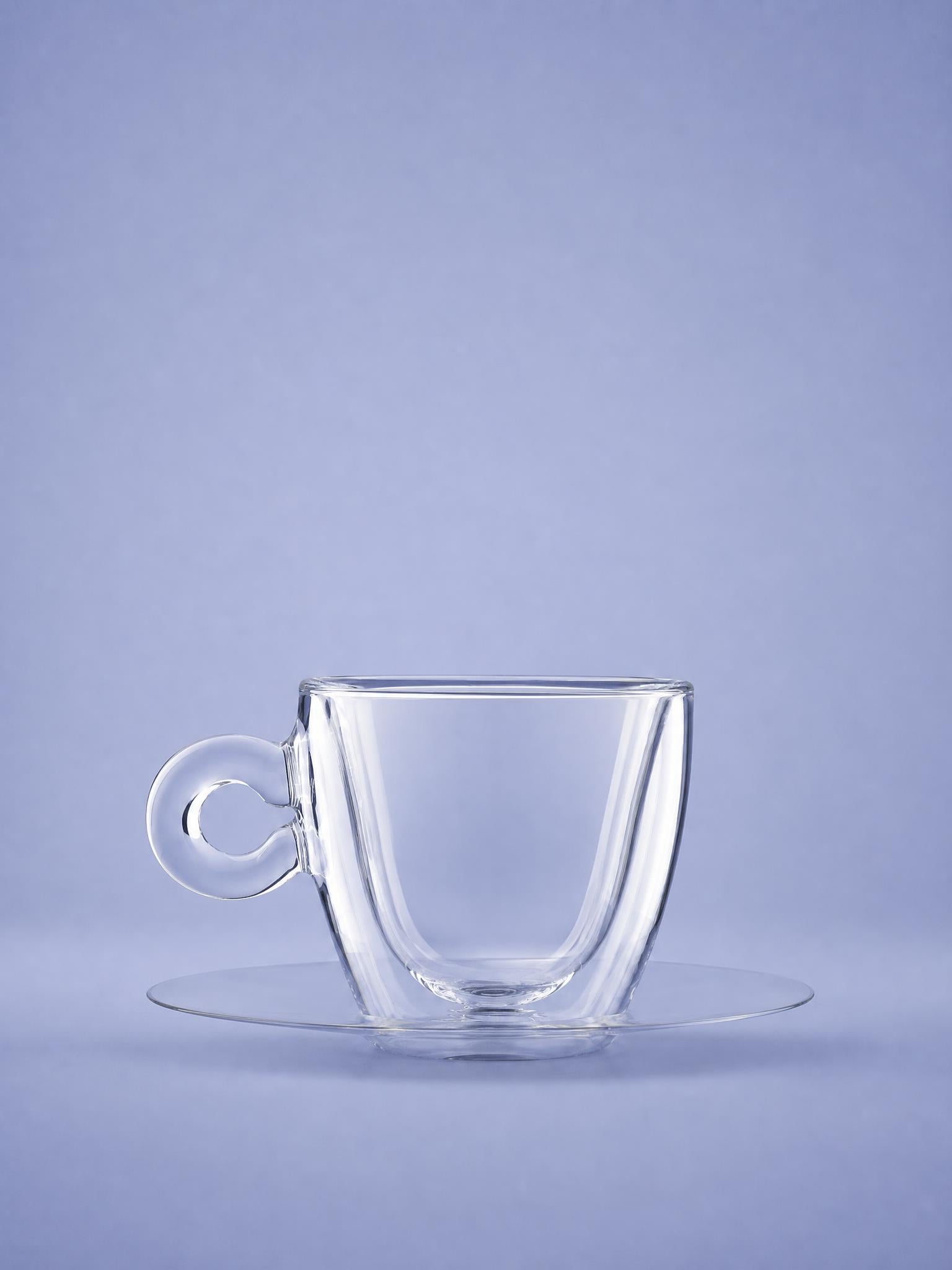 Luigi Bormioli Thermic Glass Cappuccinoglas 16,5 Cl mit Edelstahluntertasse - 2 Stück