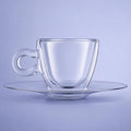 Luigi Bormioli Thermic Glass Espressoglas 6,5 Cl mit Edelstahlschale - 2 Stück