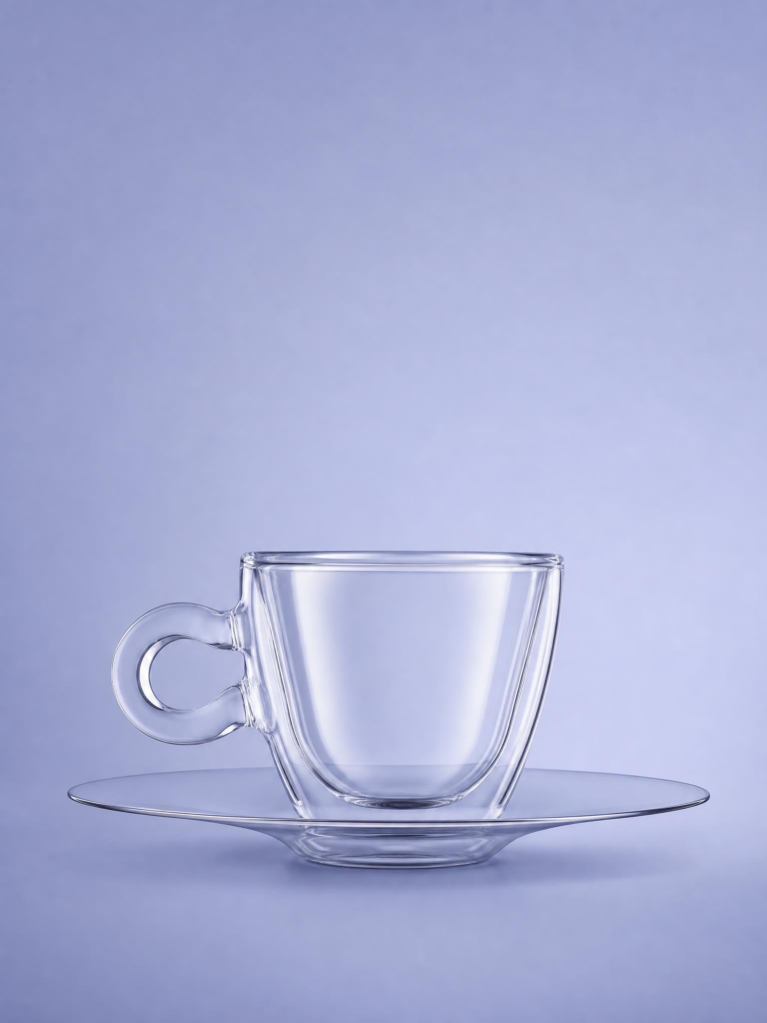 Luigi Bormioli Thermic Glass Espressoglas 6,5 Cl mit Edelstahlschale - 2 Stück