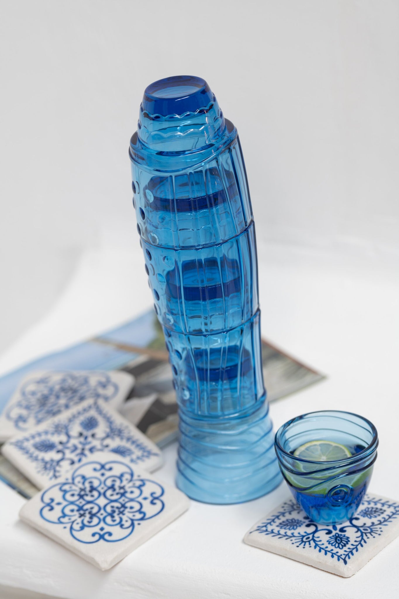 J-Line Fisch-Coupéglas Hoch Blau