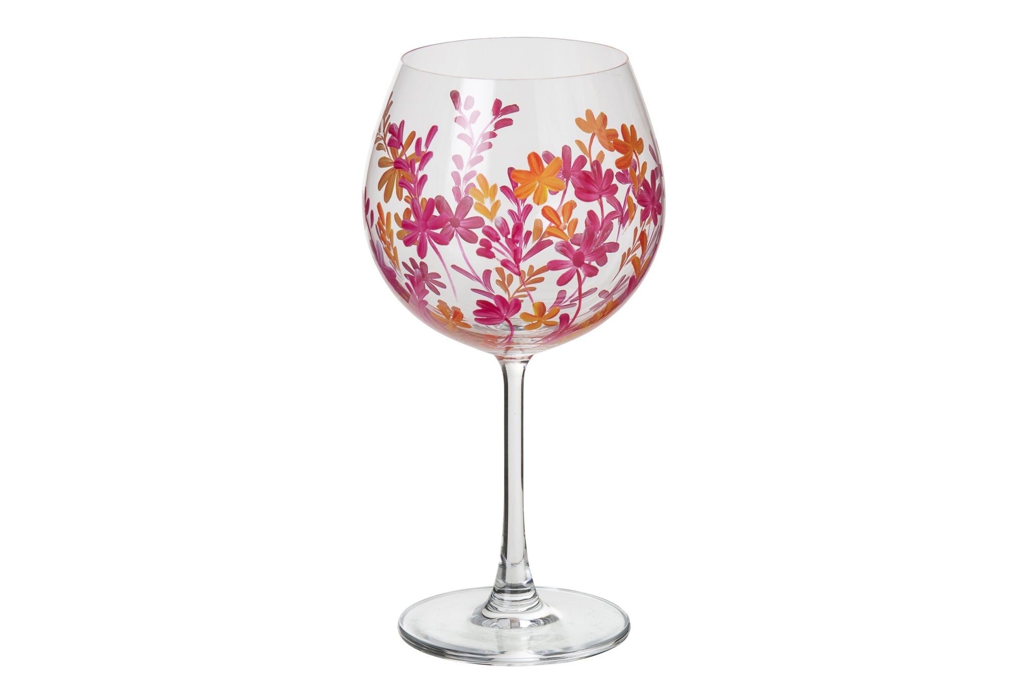 J-Line Weinglas Blumen Rosa/Orange