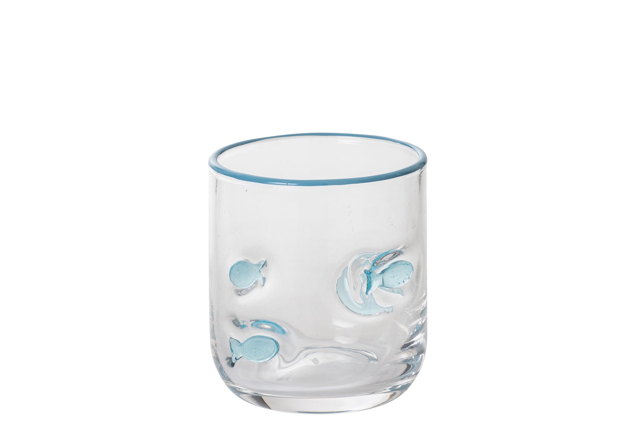 J-Line Wasserglas Fisch Klein Transparent/Hellblau