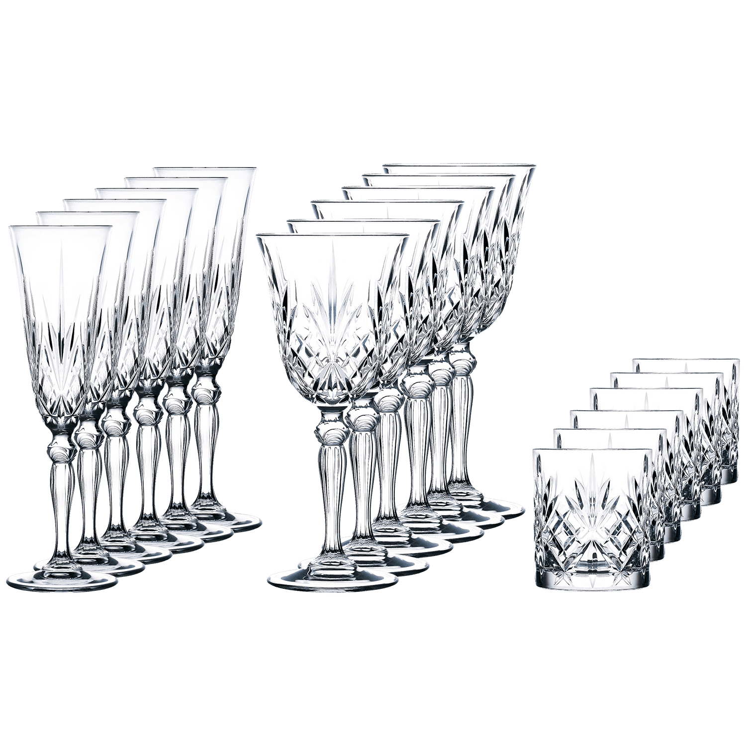 RCR Melodia Glazenset 18 - Delig (Wijnglazen - Champagneglazen - Tumblers) - Glazen.nl