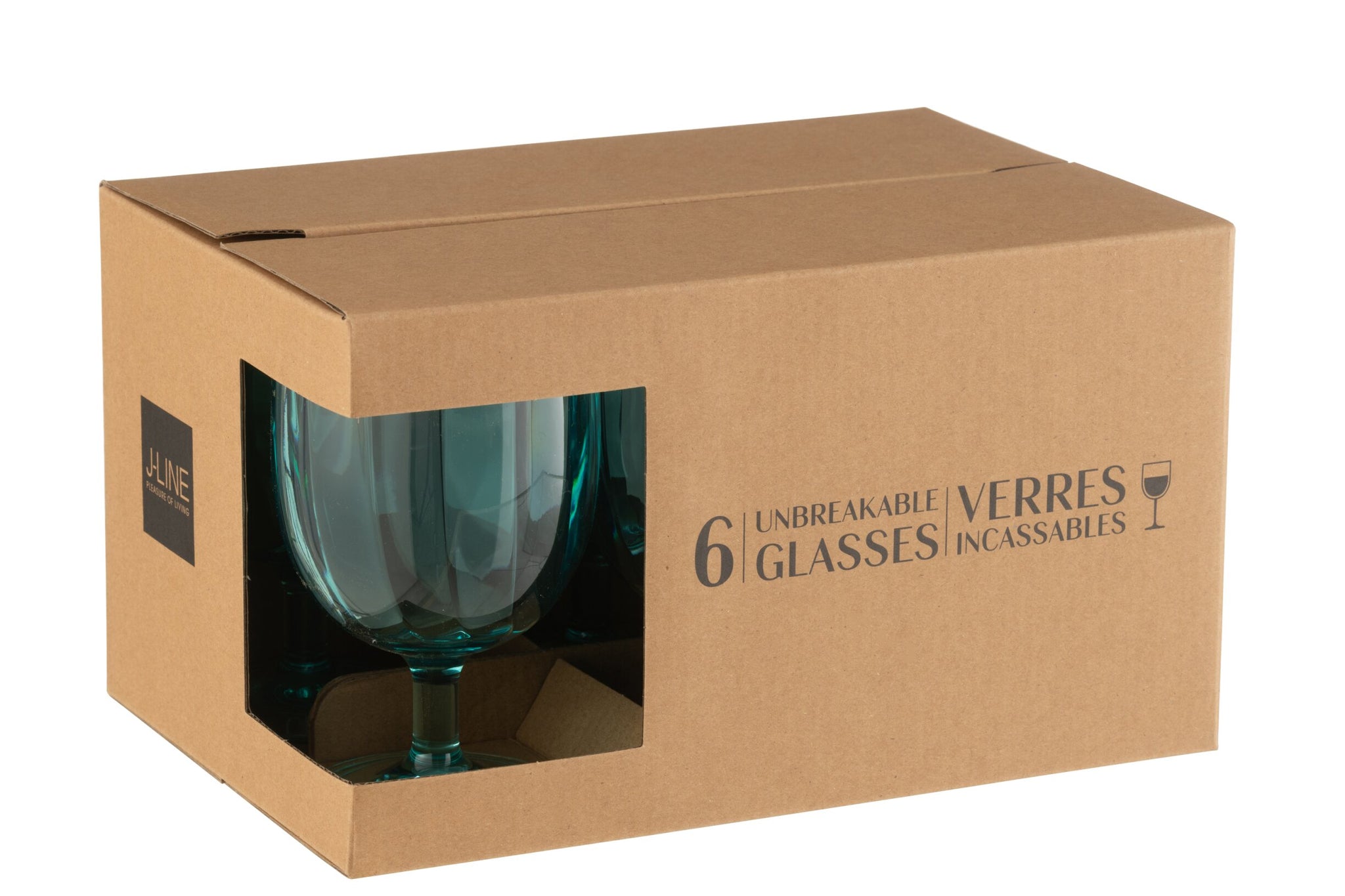 J-Line Weinglas 31 Cl Bruchsicher Blau – 6 Stück
