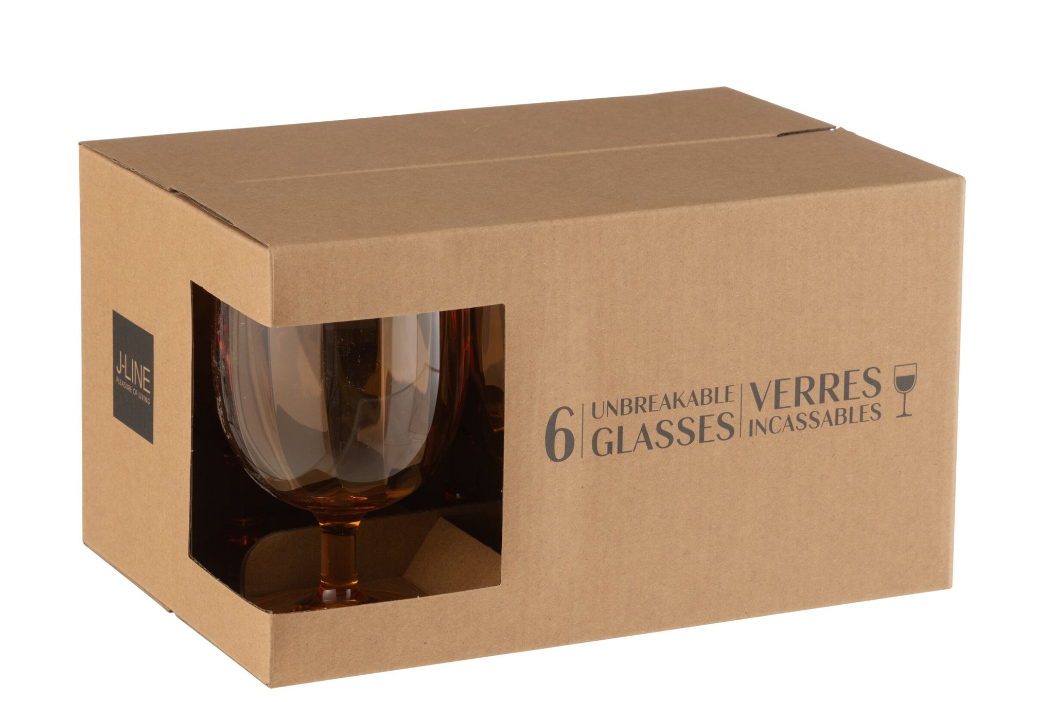 J-Line Wijnglas 31 Cl Onbreekbaar Oranje - 6 Stuks