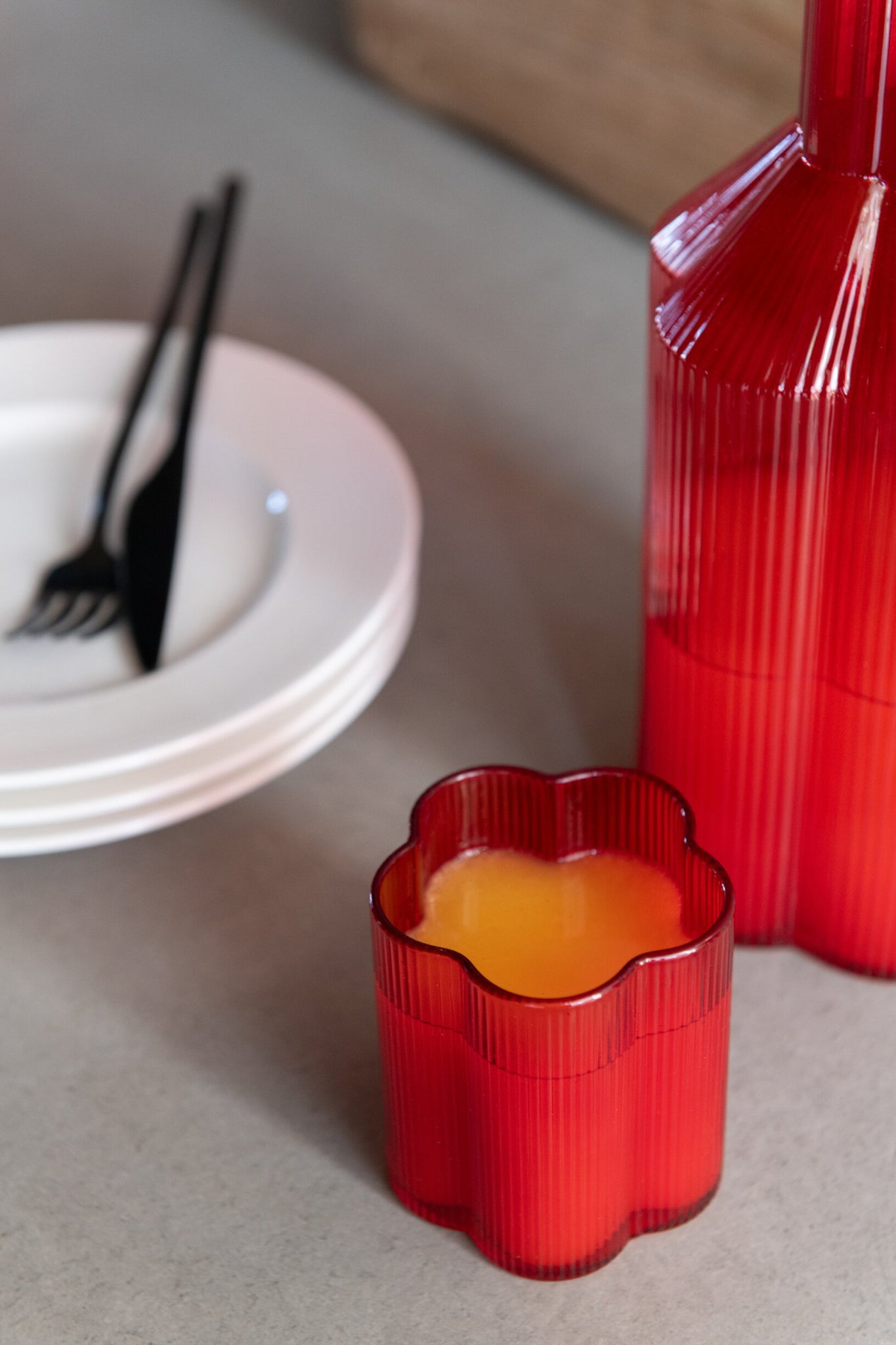 J-Line Fiore Water Glass Red