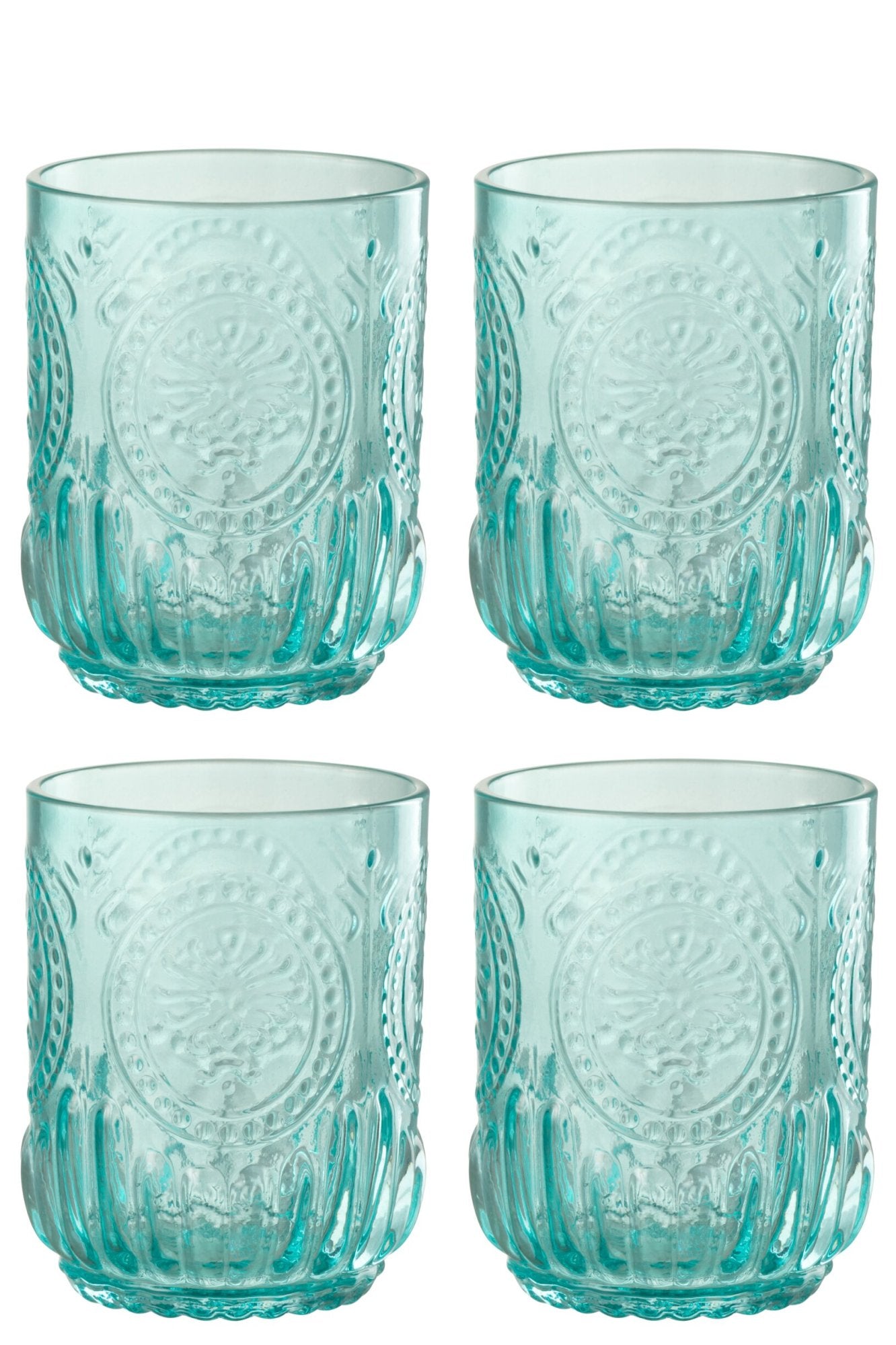 J-Line Maya Wasserglas Türkis – 4 Stück