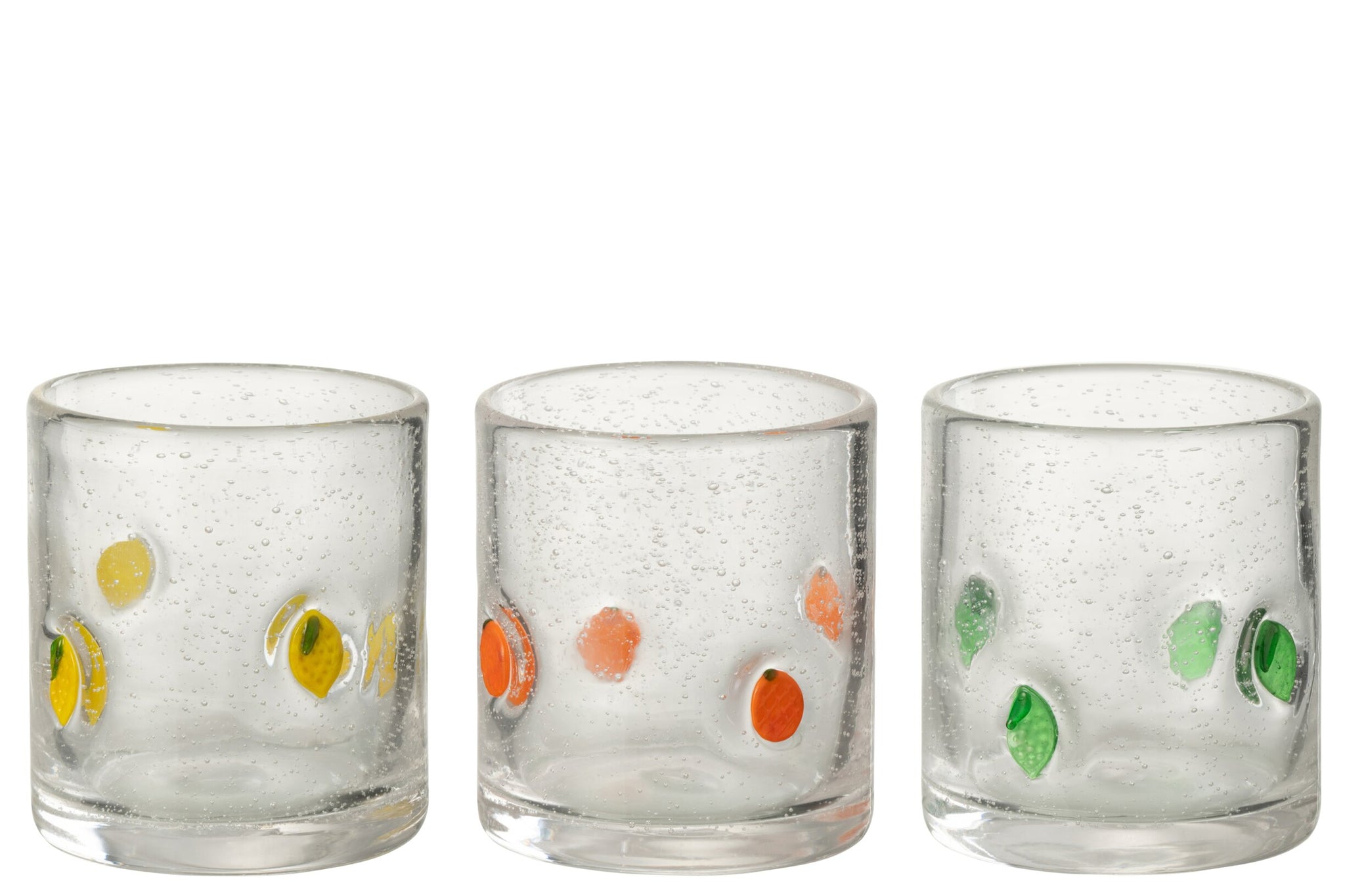 J-Line Wasserglas Zitrusfrüchte Klein Sortiert – 3 Stück