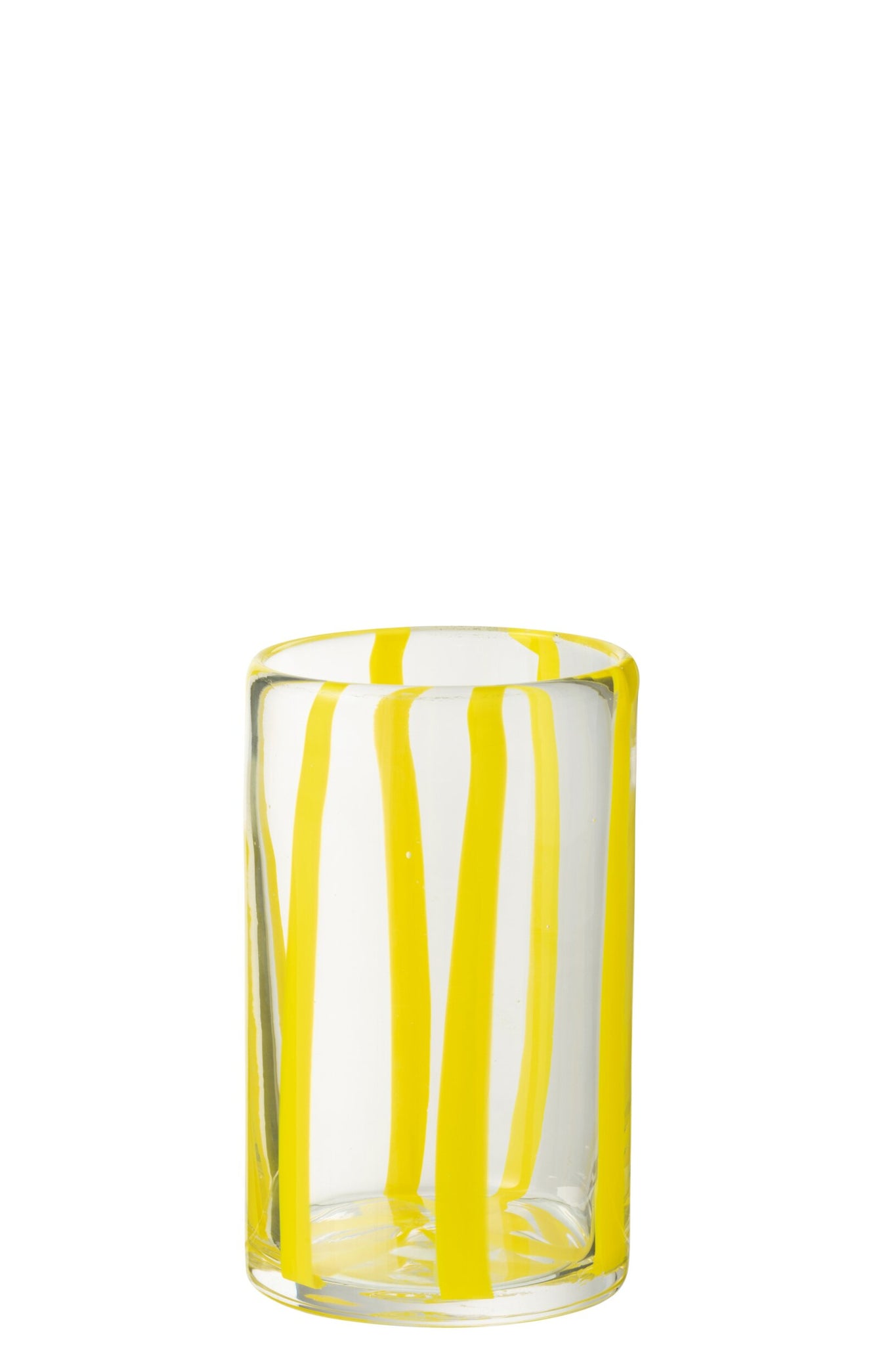 J-Line Wasserglas Gestreift Transparent/Gelb