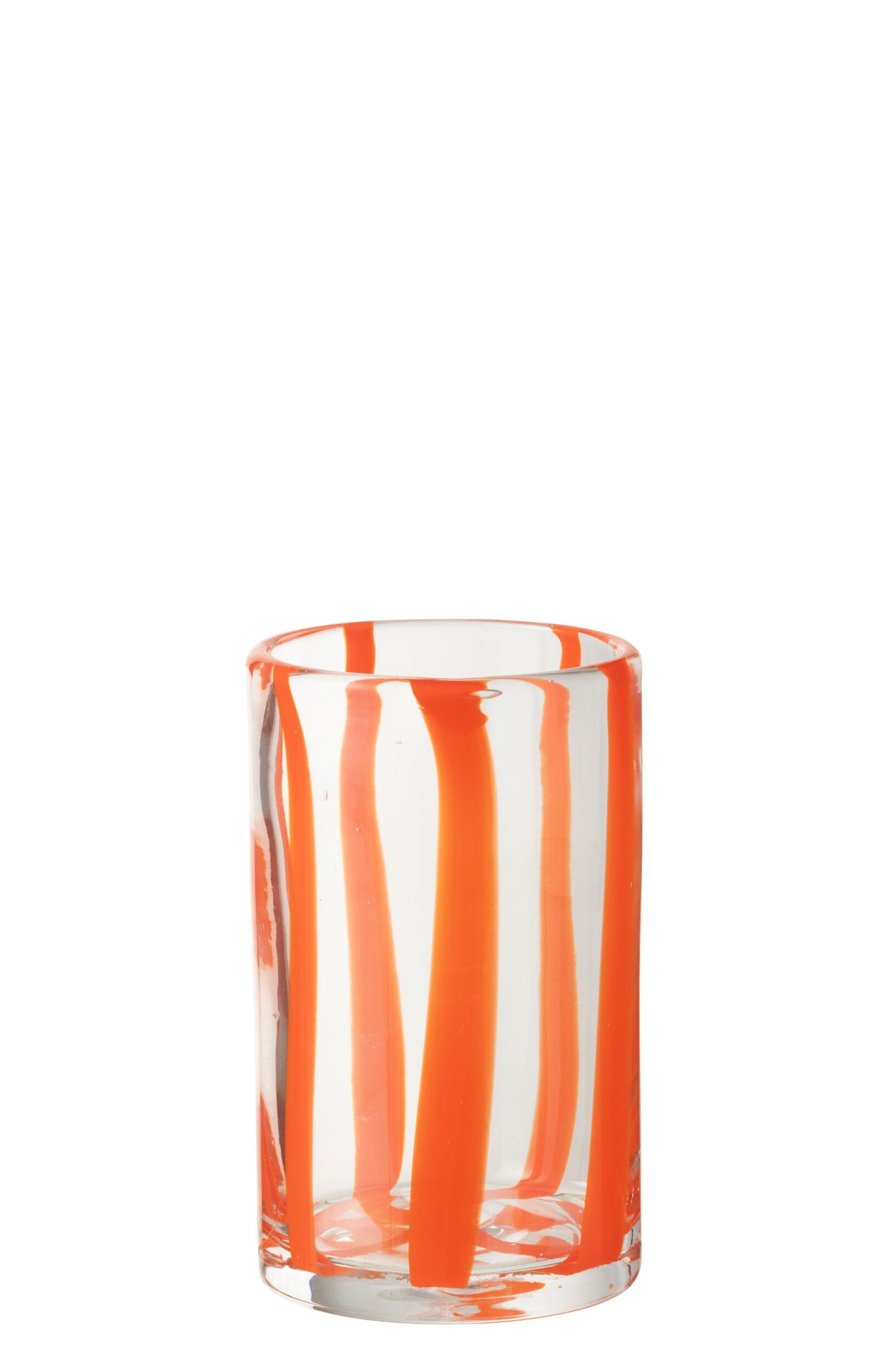 J-Line Gestreiftes Wasserglas Transparent/Orange