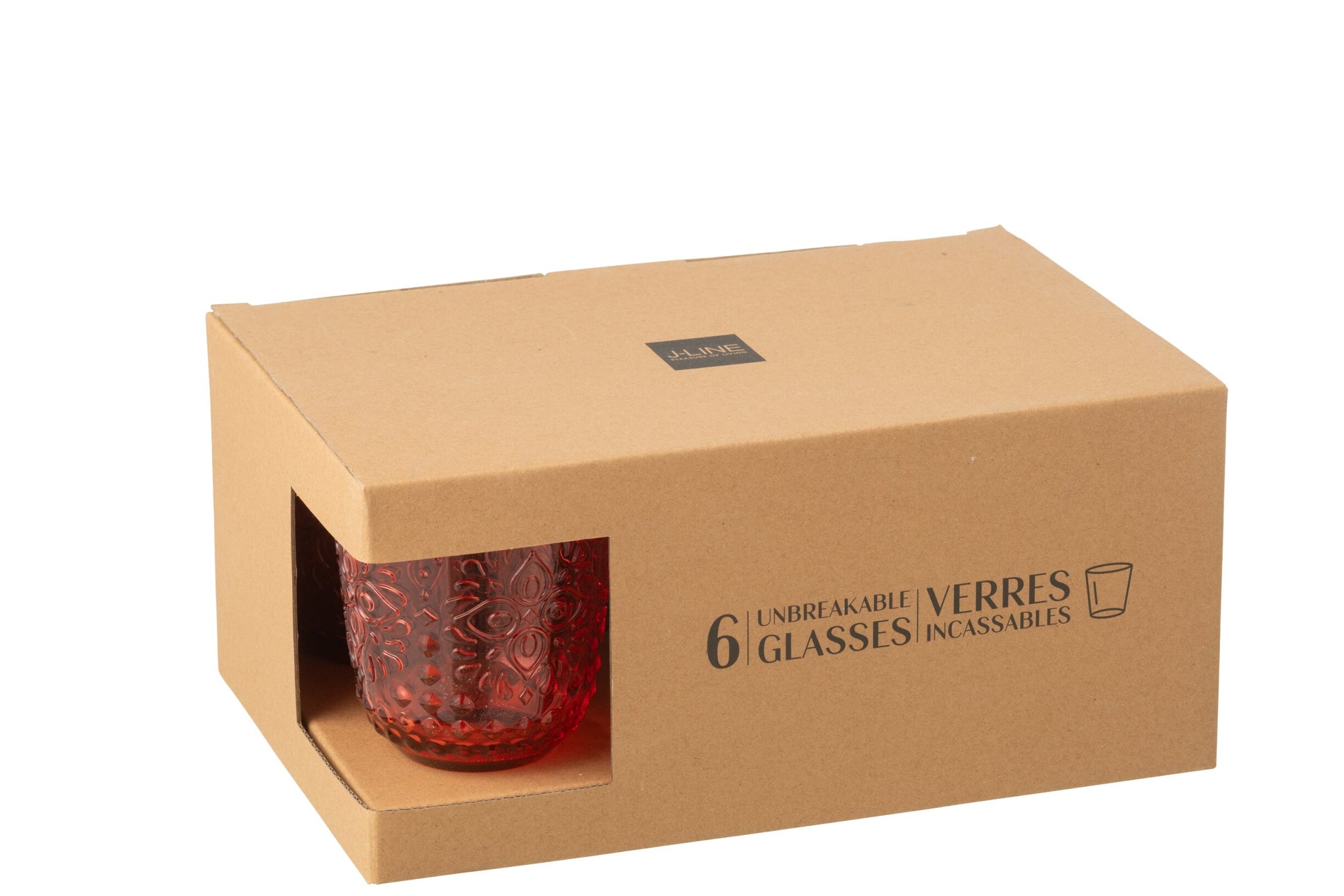 J-Line Wasserglas Bruchsicher Rot – 6 Stück