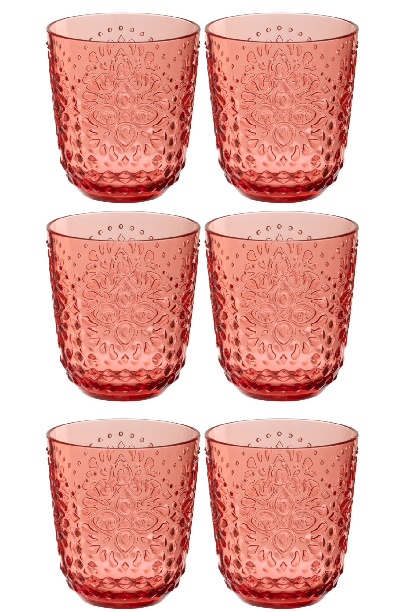 J-Line Wasserglas Bruchsicher Rot – 6 Stück