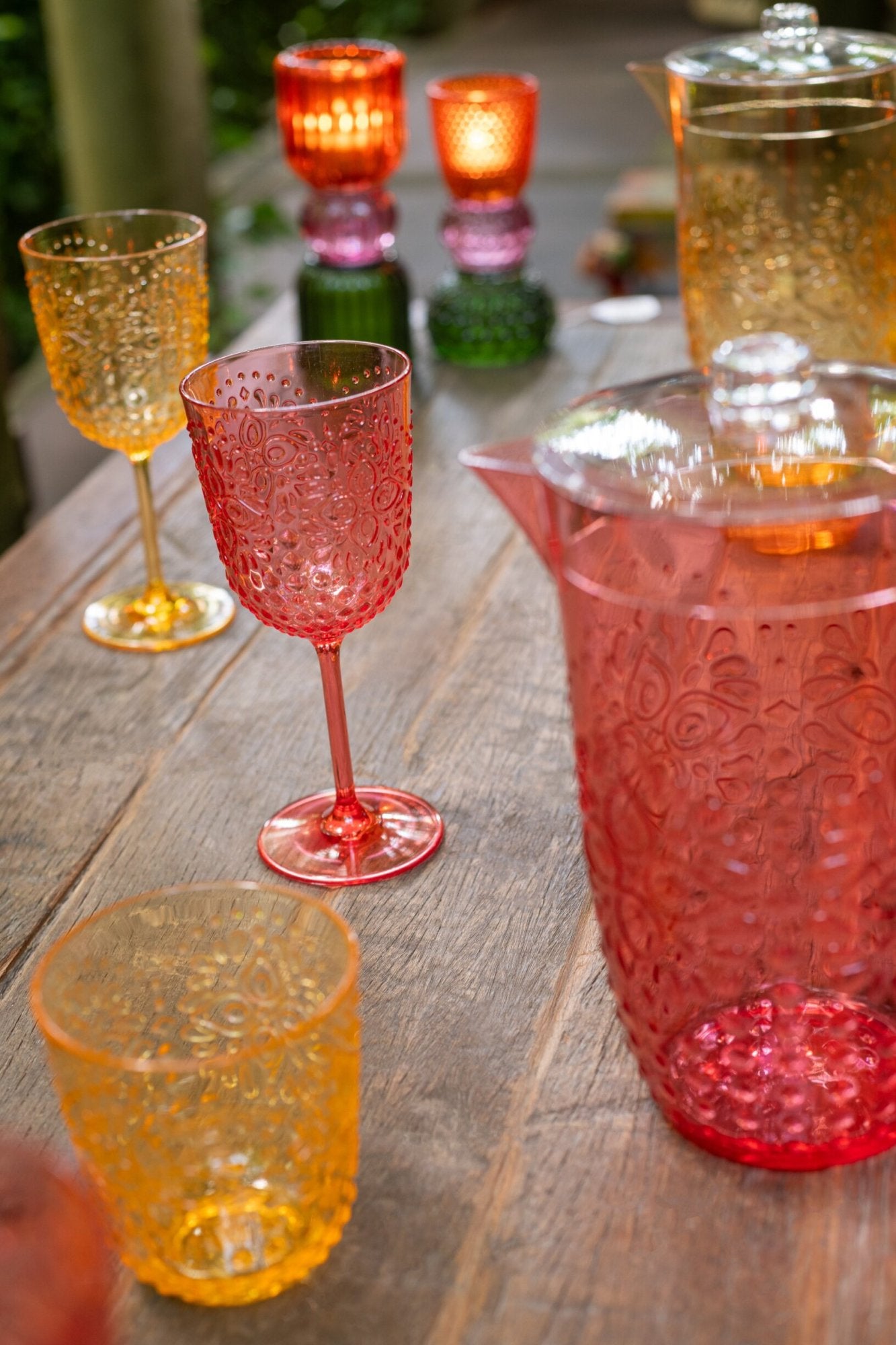 J-Line Plastic Wine Glass Red - 6 Pieces
