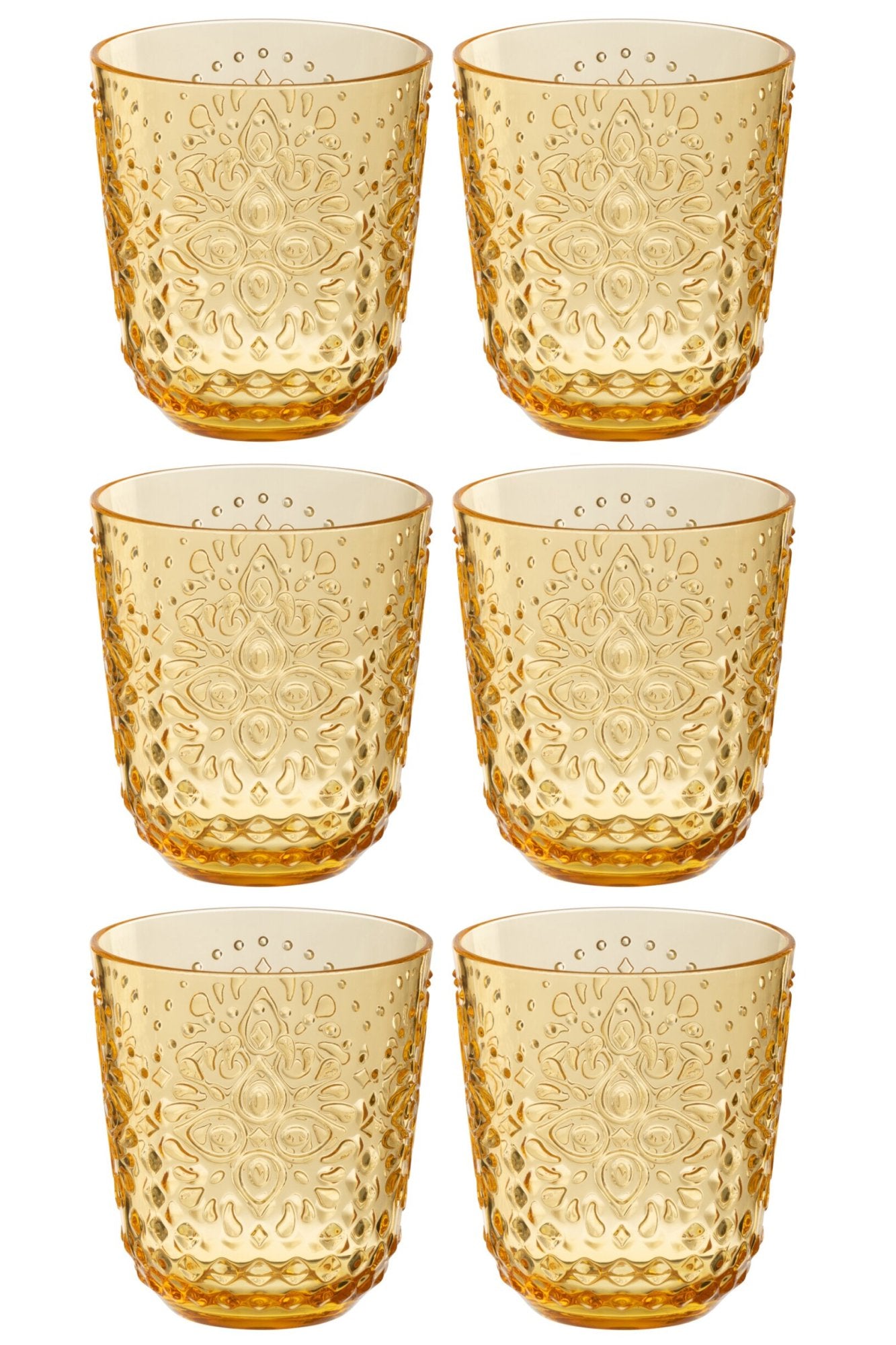 J-Line Water Glass Unbreakable Yellow - 6 Pieces