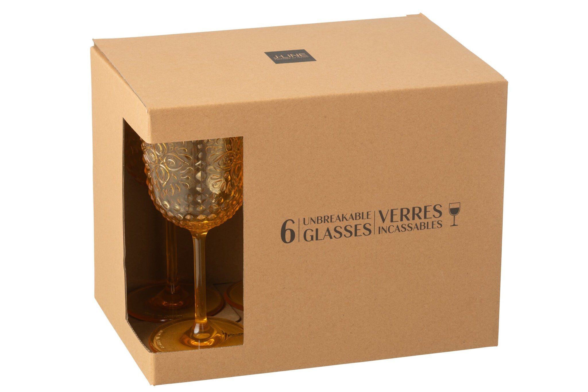 J-Line Weinglas 41,4 Cl Kunststoff Gelb - 6 Stück