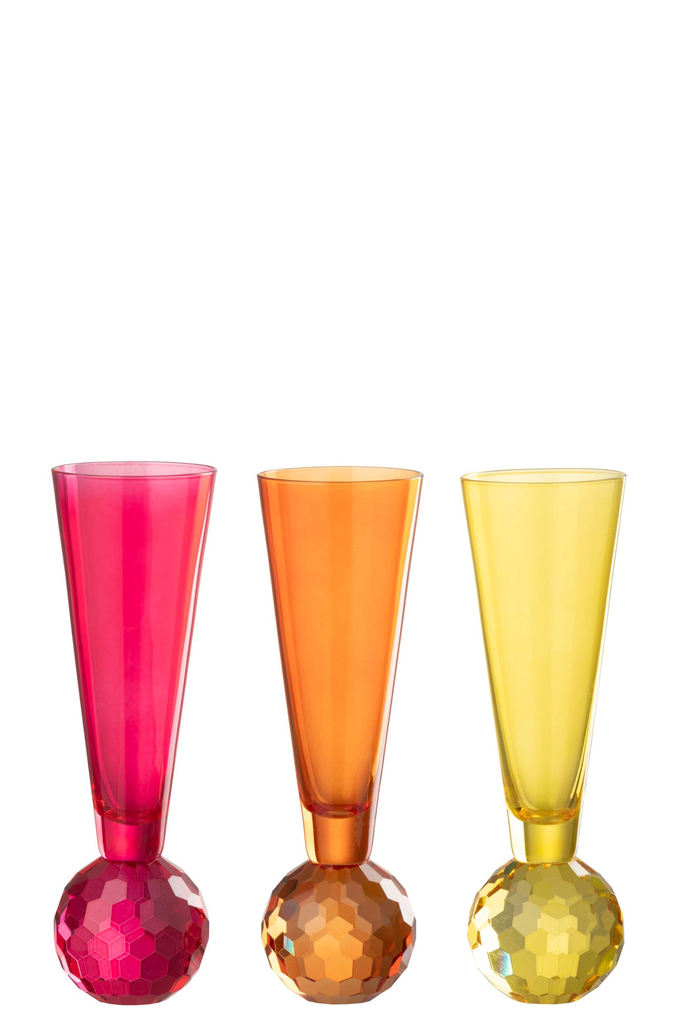 J-Line Champagnerglas Kugelform Gelb/Orange Sortiert - 3 Stück