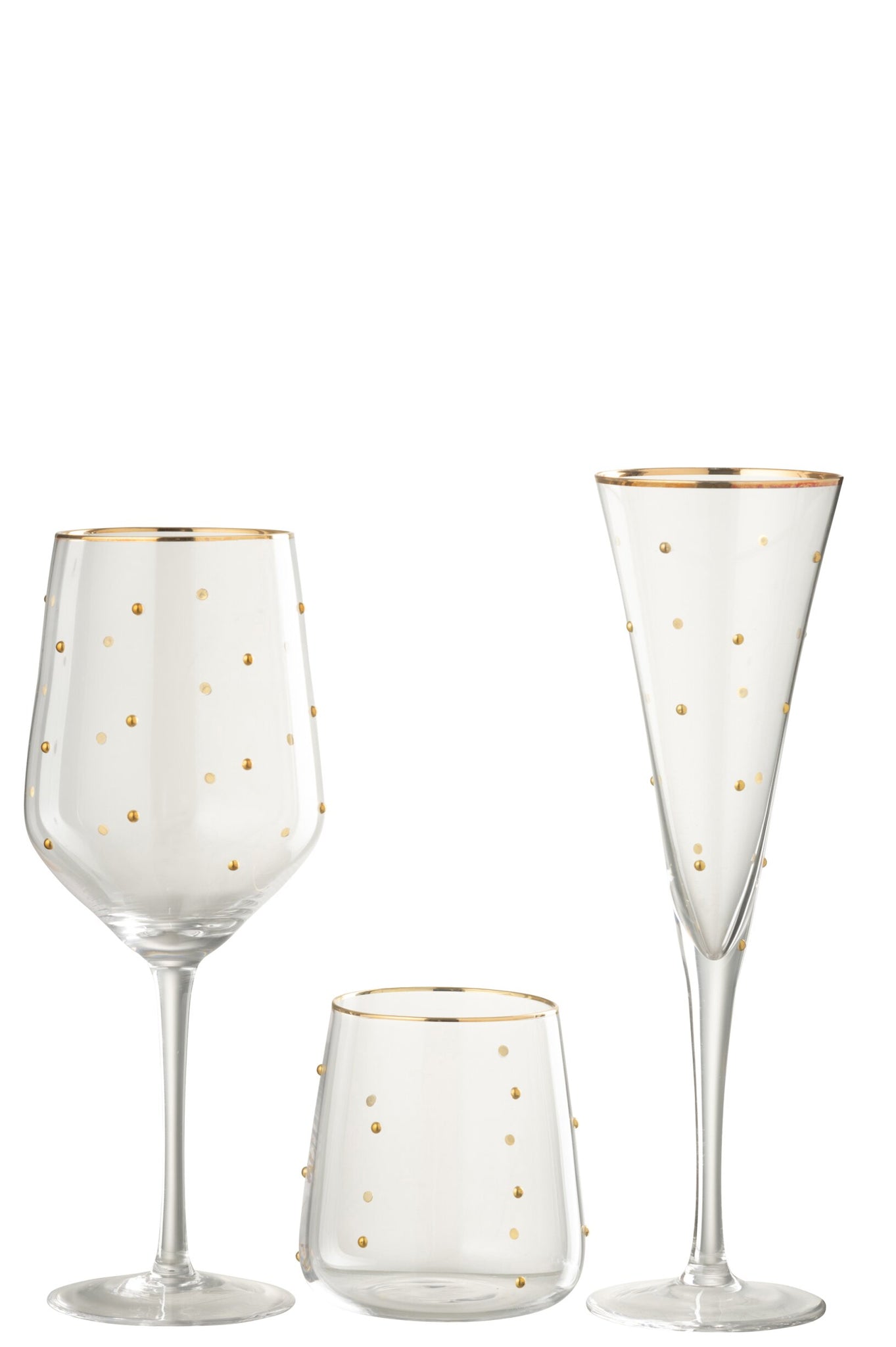 J-Line Champagne Glass Dots Transparent/Gold-Colored