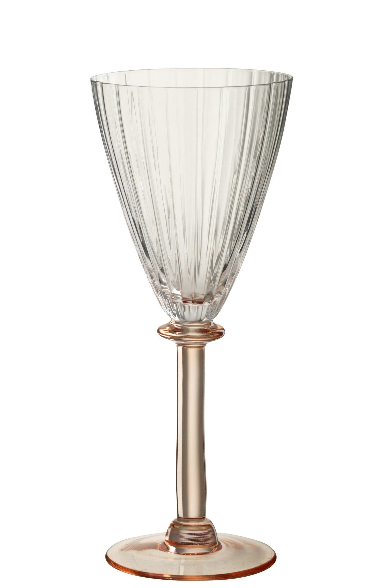 J-Line Gestreiftes Weinglas Transparent/Lachsrosa