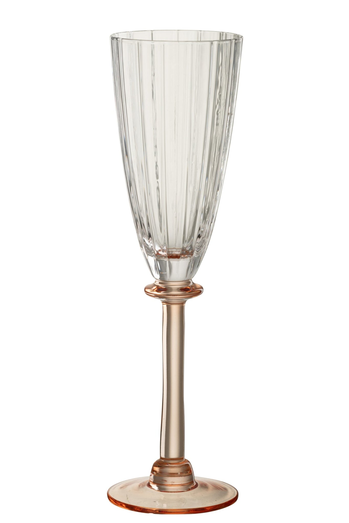 J-Line Gestreiftes Champagnerglas Transparent/Lachsrosa