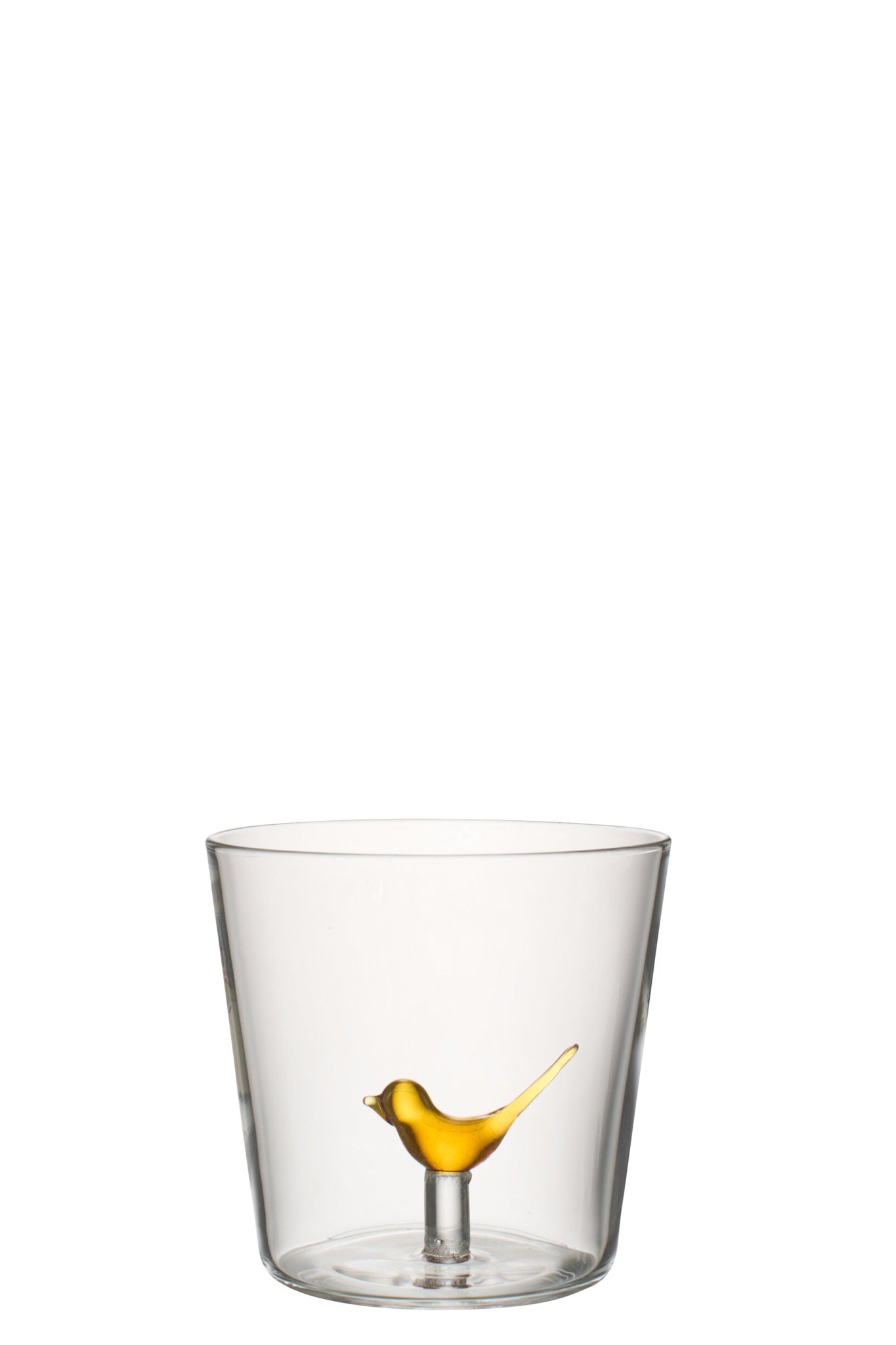 J-Line Wasserglas Vogel Ockergelb/Transparent