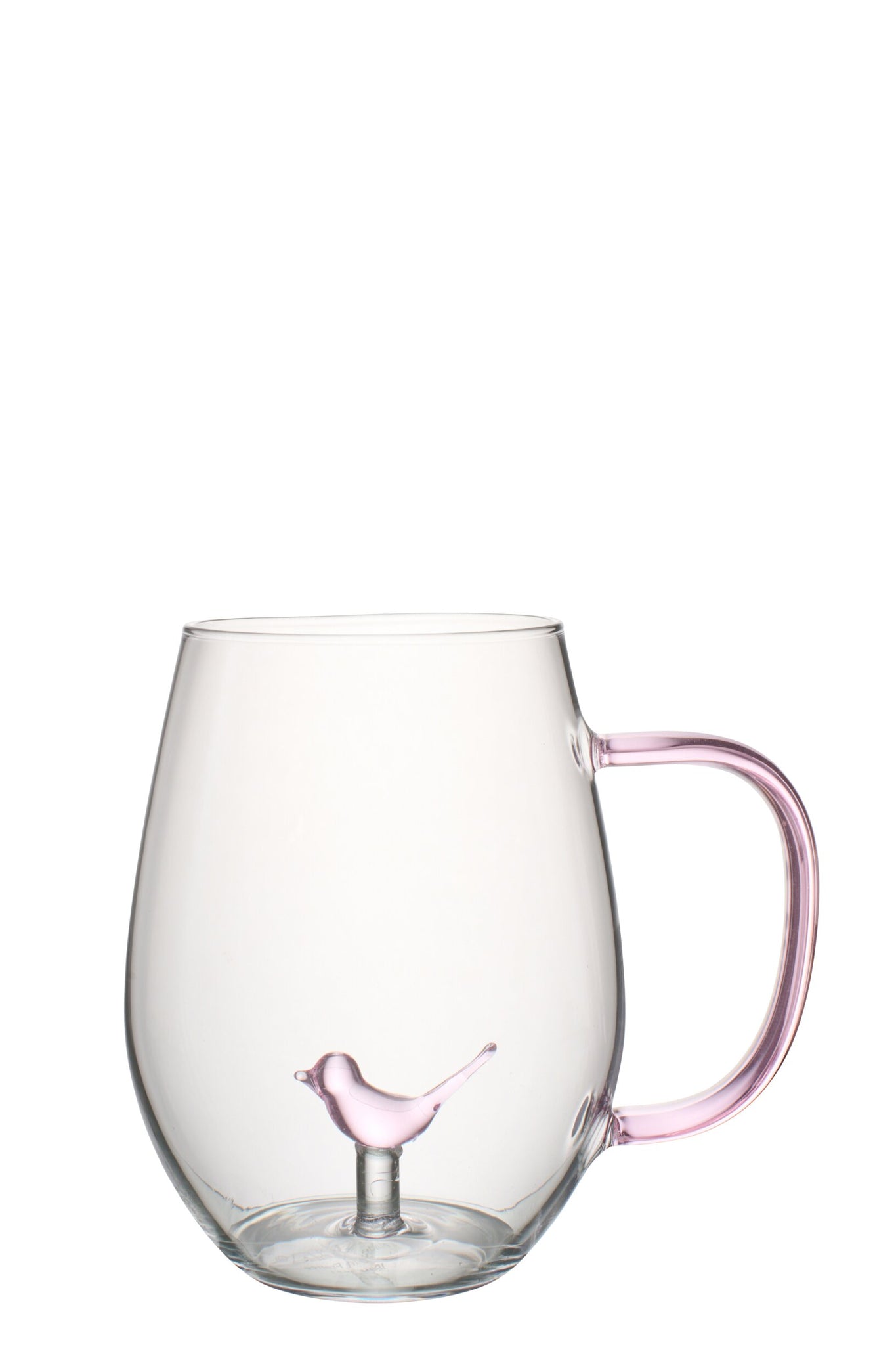 J-Line Waterglas 35 Cl Vogel met Oor Lichtroze/Transparant