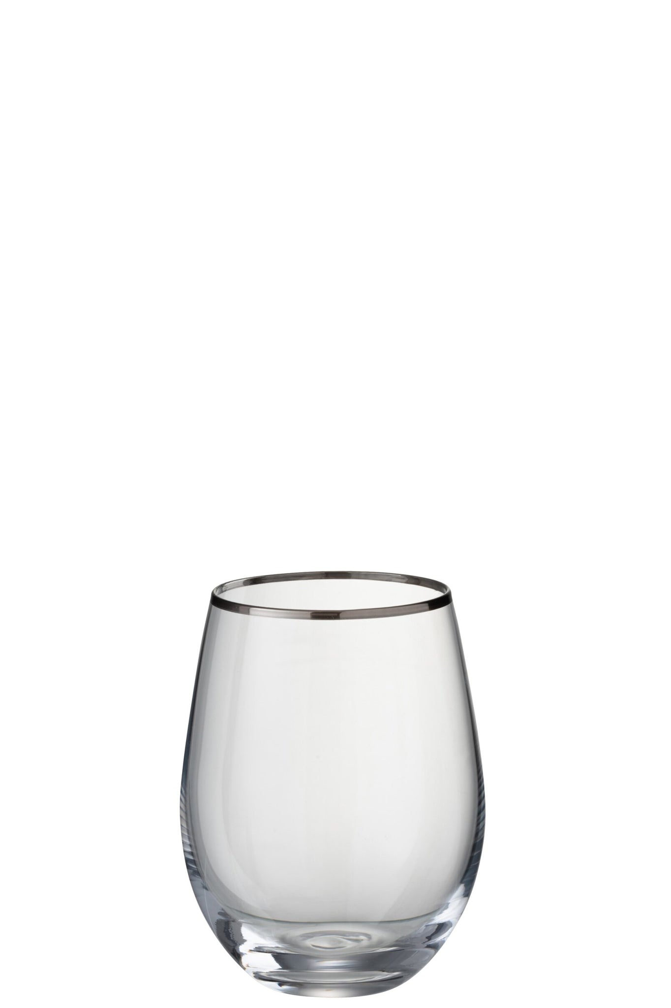 J-Line Ball Water Glass with Silver Rim Transparent/Silver