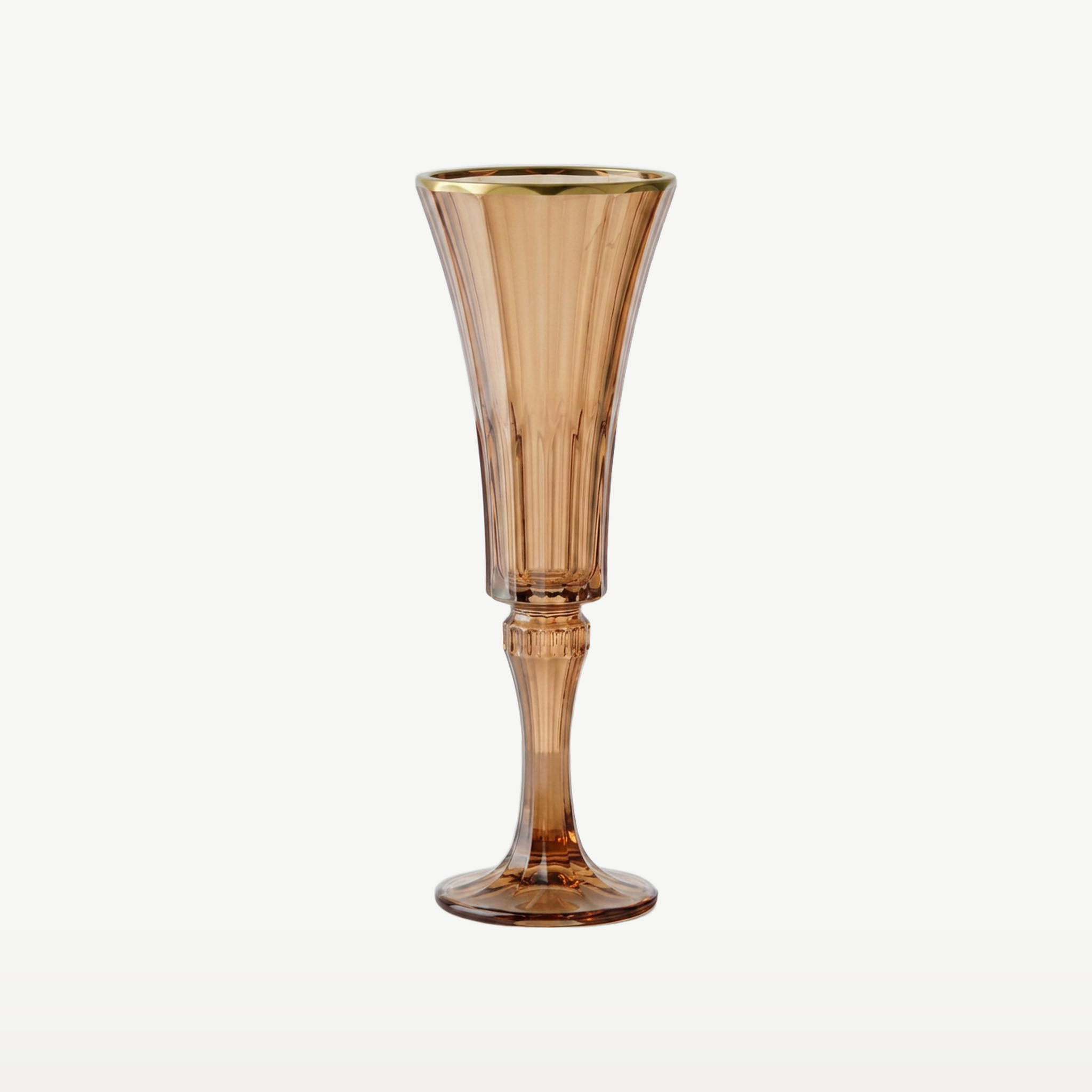J-Line Champagneglas Reliëf Gouden Rand Klein Okergeel/Brons Assorti - 2 Stuks - Glazen.nl