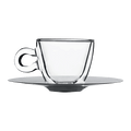 Luigi Bormioli Thermic Glass Espressoglas 6,5 Cl mit Edelstahlschale - 2 Stück