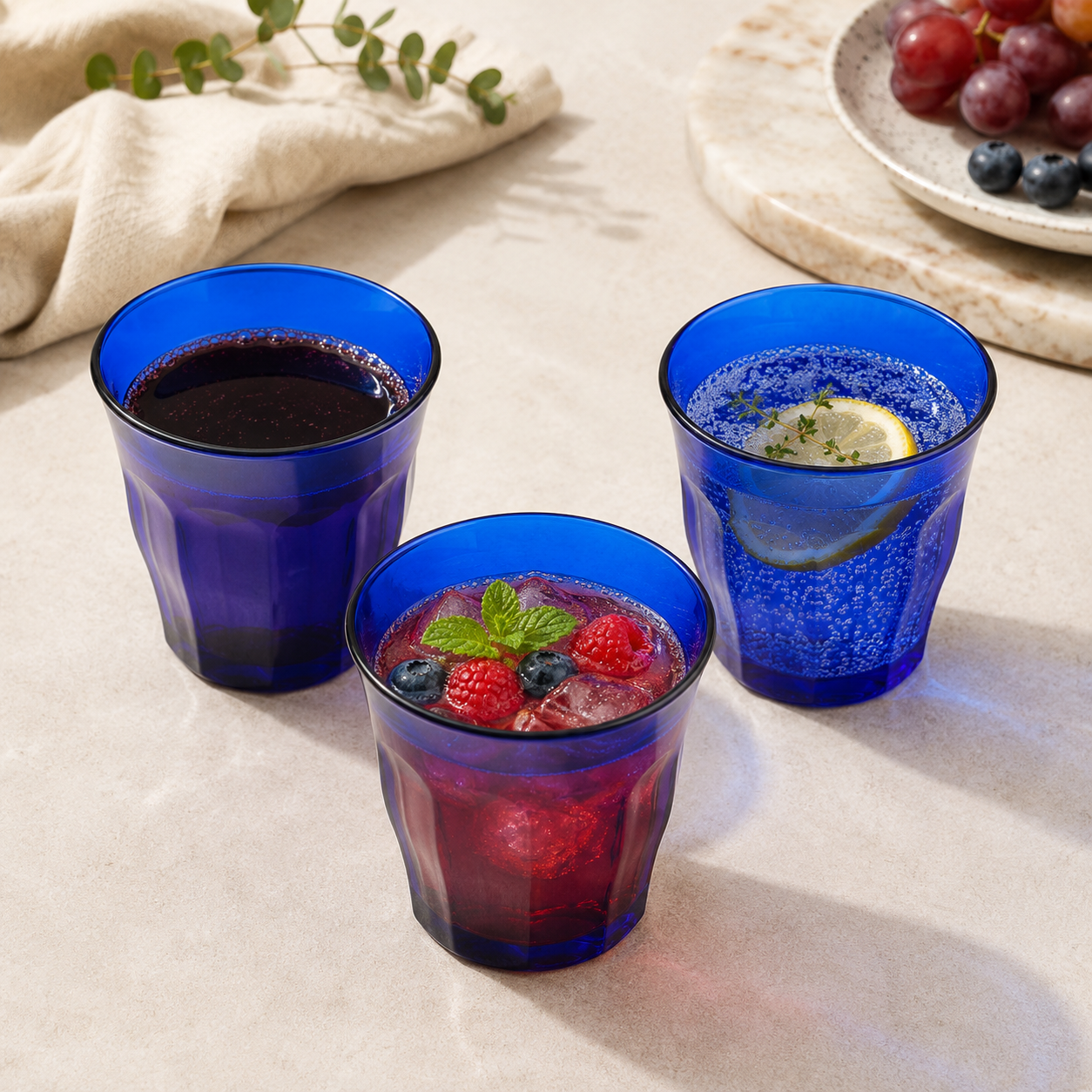 Duralex Picardie Trinkbecher 25 cl Blau – 6 Stück