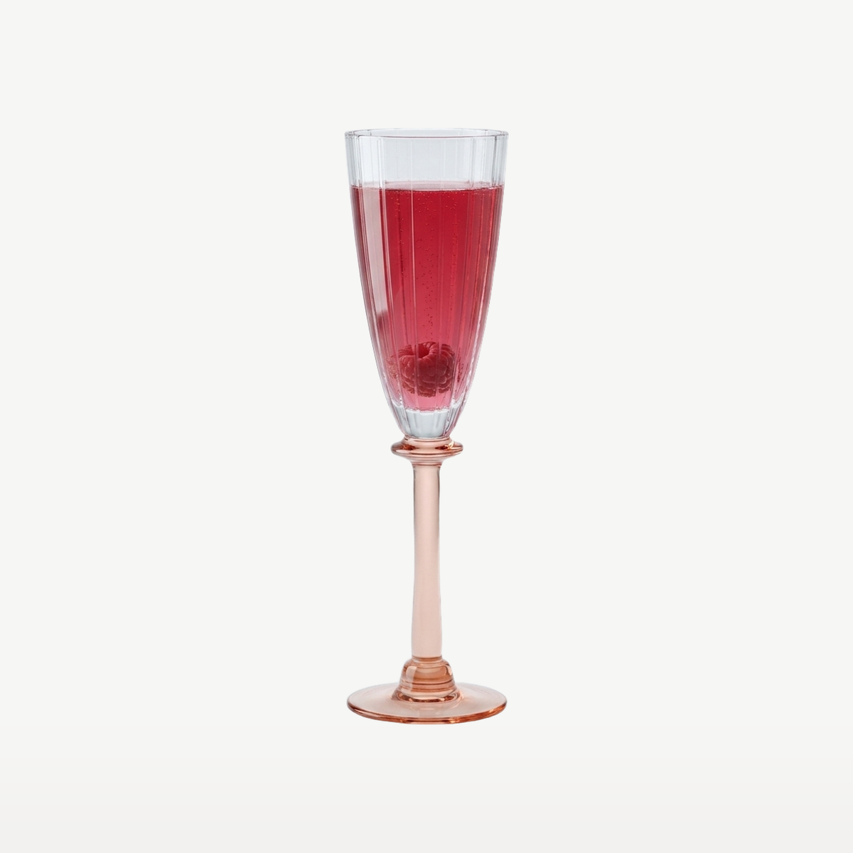 J-Line Champagneglas Gestreept Transparant/Zalmroze - Glazen.nl