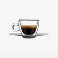 Luigi Bormioli Thermic Glass Espressoglas 6,5 Cl mit Edelstahlteller – 2 Stück