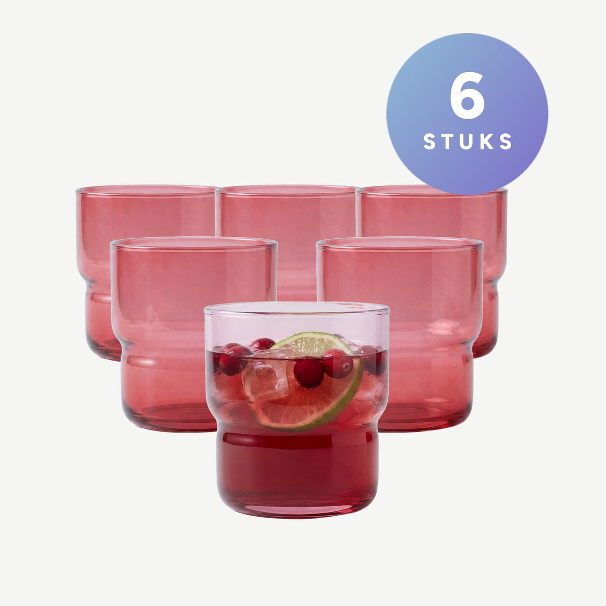 Set van 6 stuks Arcoroc Log Tumbler 22 Cl Rood - 6 Stuks