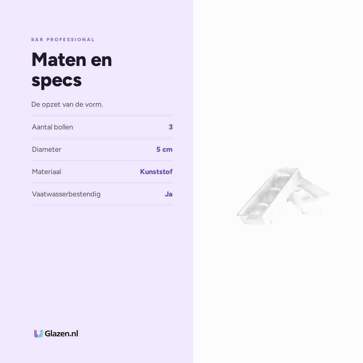 Bar Professional IJsballenvorm 5 cm - 3 Bollen maten en specs