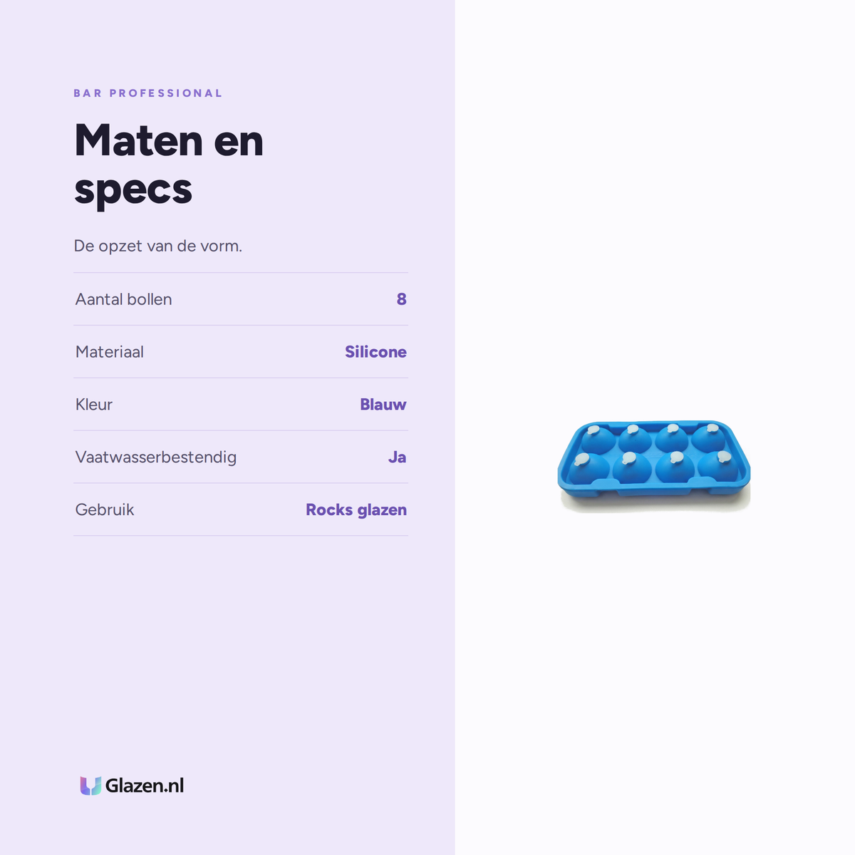 Bar Professional IJsballenvorm Siliconen Blauw 4,5 cm maten en specs