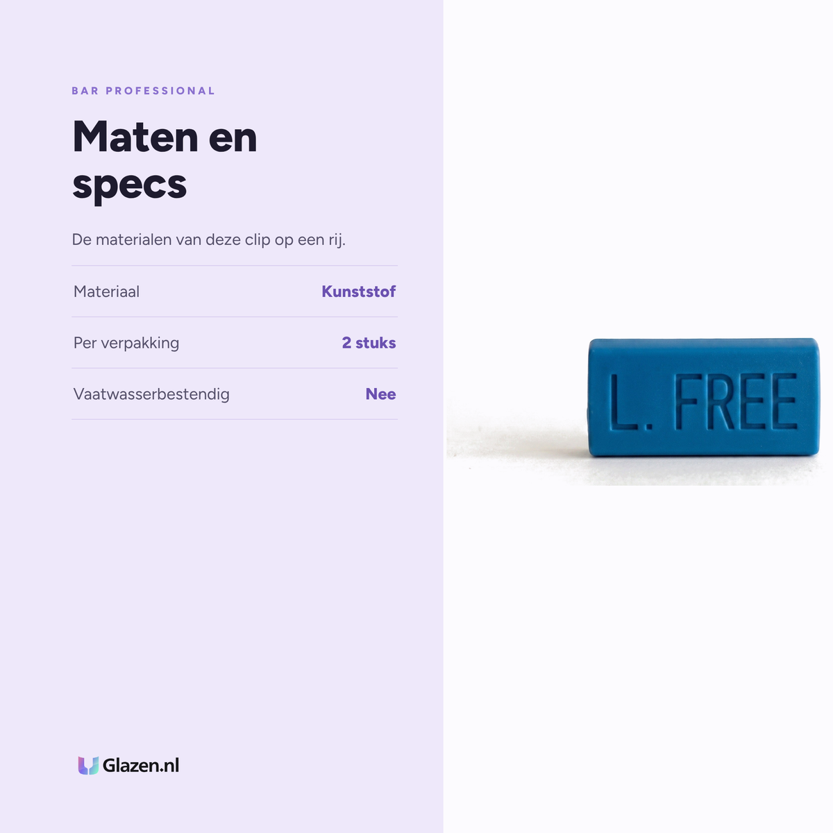 Bar Professional Melkkan Identificatieclip Lactosevrij - 2 Stuks specificaties: materiaal Kunststof, per verpakking 2 stuks, vaatwasserbestendig Nee
