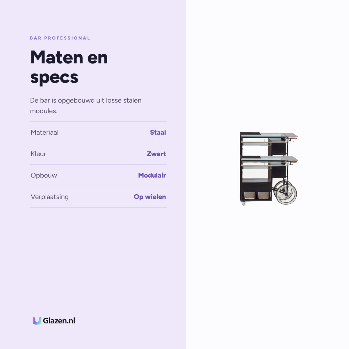 Maten en specificaties van Mobiele Bar Evolution van Bar Professional